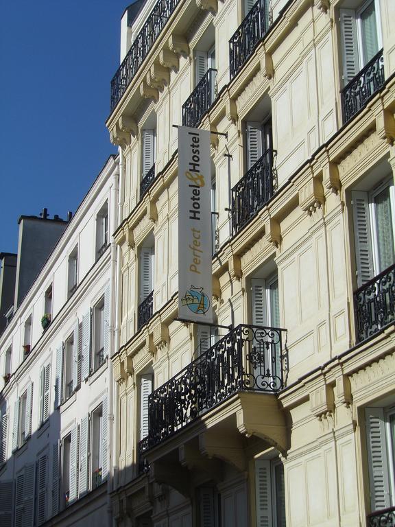 Perfect Hotel & Hostel Paris Eksteriør billede The photo shows a building with a light-colored facade and decorative architectural features. There's a sign hanging from the building that reads "Perfect Hotel/Hostel." The sign is prominently displayed, indicating that this is an accommodation esta